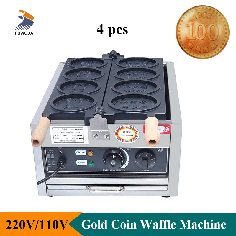 Mini Waffle Maker Machine - コイン型ワッフルマシン,小型金,金貨,日本製,韓国産,ファッショナブル,商業用,4個