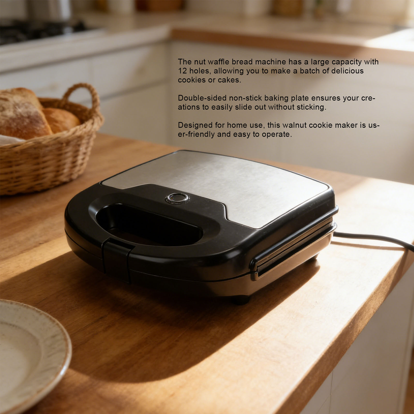 12個用クルミクッキーメーカー、ノンスティック両面ミニナッツ - Mini Waffle Maker Machine のレビューと価格