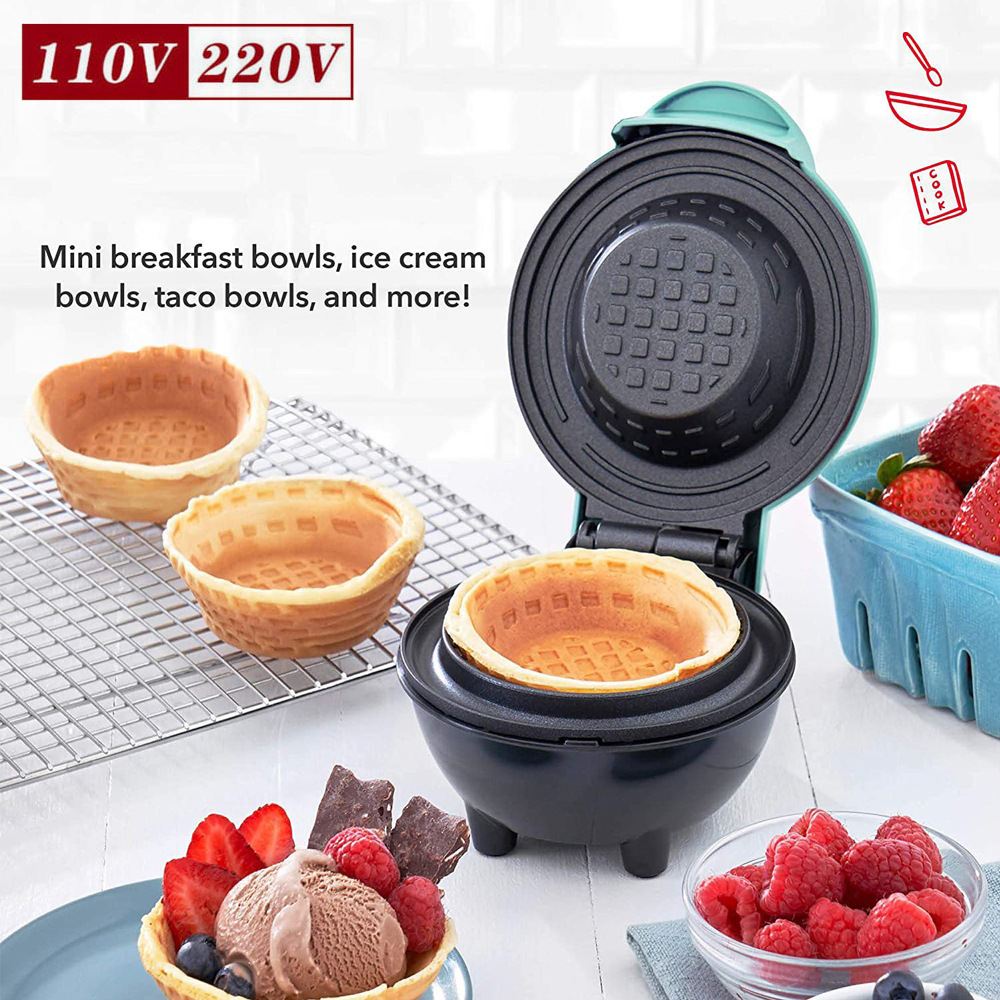 ミニワッフルボウルメーカー、電気式、焦げ付き防止加工、朝食や - Mini Waffle Maker Machine のレビューと価格